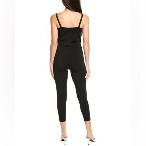 SANDRO Black Ribbed Knitted Twisted Cutout Top Stretchy Fabric Jumpsuit 36 US 4 - Picture 3 of 10